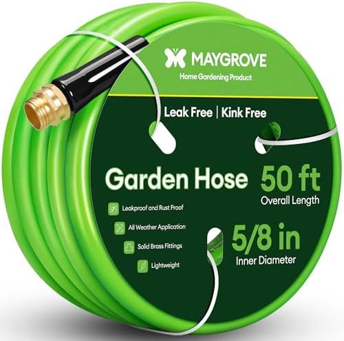 Maygrove 50 ft Garden Hose, 5/8 in Heavy-Duty Water Hose by MAYGROVE