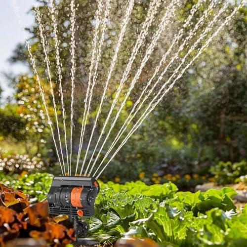 Auto Oscillating Garden Lawn Sprinkler, Adjustable Spray Angle Grass Watering Irrigation System with Spike Base, Fits 3/4" Hose, Black/Orange - Image 7