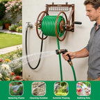 WERMAH Wall Mount Garden Hose Reel, Heavy Duty Metal Holds 155ft 5/8" Hose - Image 2