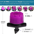 Drip Irrigation Emitters 500pcs Adjustable 8-Holes Drippers Irrigation Spinkler Nozzle Balcony Greenhouse Watering Emitters(H-Purple sharped) - Image 2