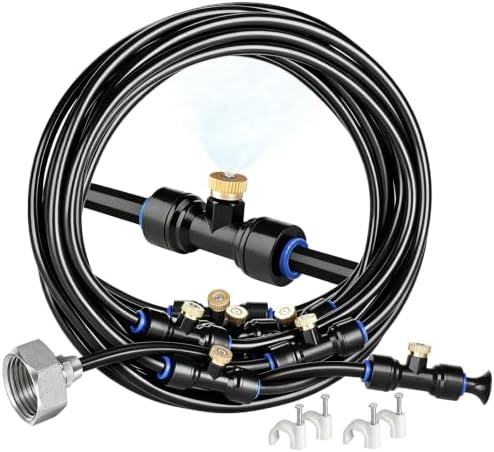 Misting Cooling System 26 Ft, 7 Brass Mist Nozzles Outdoor Patio Cooler by Unknown