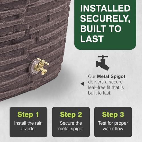 Good Ideas Impressions Riverwalk Rain Water Collection Barrel, 50 Gallon - Image 5