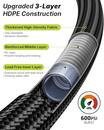 Garden Hose, 100FT Ultra Lightweight Water Hose with Spray Nozzle - Image 4