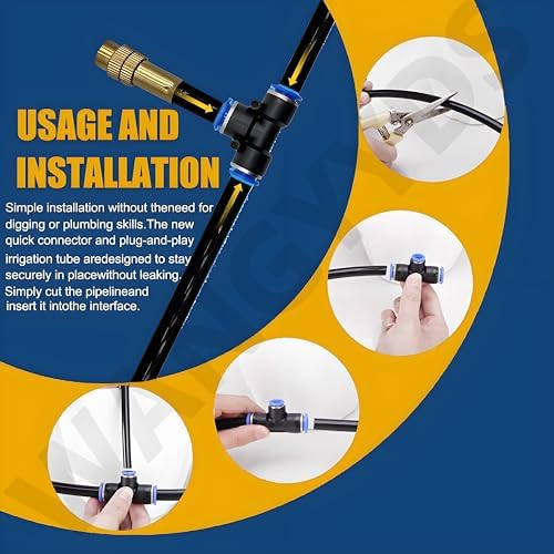 New Quick Connector Drip Irrigation Kits, Plant Watering System, Misting Line & Brass Misting Nozzles-Water Hose Mister Kit Sprinkler System for Lawn Raised Bed Outdoor Plants,40m/131.2ft - Image 7