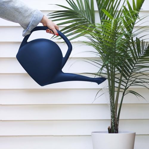 Bloem Rhino 2 Gallon Plastic Watering Can with Rosette Spout, Navy, 2-Pack - Image 4