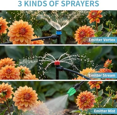 LP 240FT Drip Irrigation System Kit, Garden Watering Misting System - 40FT 1/2" Main Tube & 200FT 1/4" Distribution Tubing - Adjustable Nozzles & Sprinklers for Garden Greenhouse, Lawn, Potted Plants - Image 4