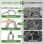 YXT&BEYOND 50 FT Garden Hose - 304 Stainless Steel Lightweight Water Hose w/ 10-Pattern Spray Nozzle - 360° Swivel Fittings, Flexible Metal Garden Hose for Yard Outdoor, Leak-Proof Kink Free - Image 6