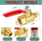 Lasnten 12 Pcs 1/8 Inch Heavy Duty Brass Npt Ball Valve Shut off Switch - Image 3