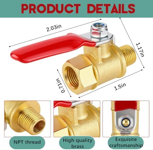 Lasnten 12 Pcs 1/8 Inch Heavy Duty Brass Npt Ball Valve Shut off Switch - Image 3