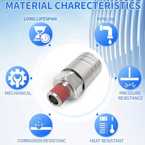 ChillWaves 1/4-Inch Male Industrial Coupler,1/4" NPT Male 4-Ball Quick Connect Air Coupler Air Hose Fittings(12-PACK) - Image 5