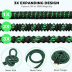 Expandable Garden Hose 100 ft with 10 Function Spray Nozzle, Flexible, Kink Free, Leak-Proof, Ultra Lightweight Retractable Stretch Water Hose 100ft for Yard, Lawn, Car Wash and Outdoor (Black Green) - Image 2