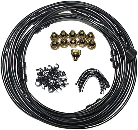 Misting Systems for Outside Patio, Misting Cooling System + Brass Mister System + Adapters(3/4") for Pasture, Garden, Greenhouse, Gazebo(Black,12m/40ft) by Unknown