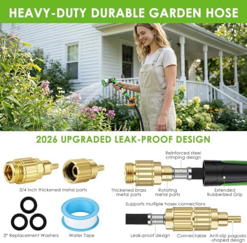 Non-Expanding Garden Hose 150 ft, 360° Anti-Kink Swivel Fittings - Image 5