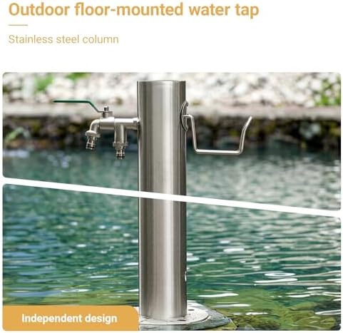 Stainless Steel Garden Water Column with Faucet - Outdoor Anti-Freeze Fountain & Hose Connector for Irrigation & Washing (Single Faucet, 50x20.5cm/19.7x8.1in) - Image 7