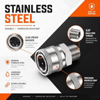 Hotop Npt 3/8 Inch Stainless Steel Male and Female Quick Connector, 6 Sets - Image 3