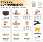 CheeMuii 80 PCS Brass DOT Air Line Fittings with 1/4" & 3/8" DOT Air Hoses - Image 2