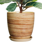 12 Inch Planter Pot Ceramic Plant Pots for Plants with Drainage Hole and Saucer Large Flower Pot for Home Patio Garden Office Yellow by EPFamily