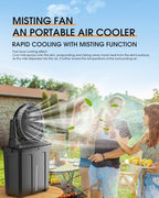 Ausic Portable Misting Fan, 9L 10-inch Outdoor Mist Fans for Outside Patios Cooling, 30000mAh Rechargeable Battery Fan with Water Box, 3 Strong Winds, 3 Spray Mister, Camping/Beach Summer Essentials - Image 2