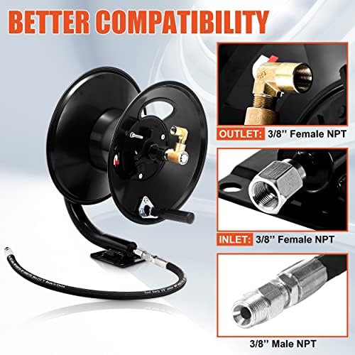 Tool Daily Pressure Washer Hose Reel 100FT x 3/8" / 150FT x 1/4" for Water - Image 2