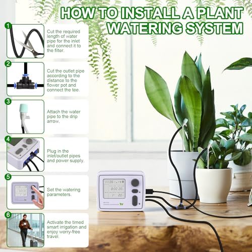 BZONE Dual Channel Automatic Watering System, Timer Drip Irrigation Kit - Image 5