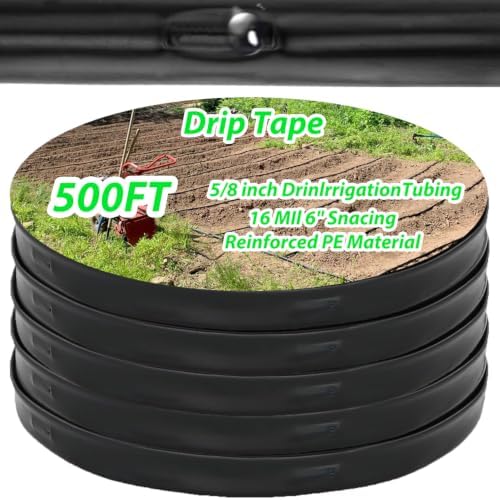 500ft 5/8 Inch Drip Tape 6" Spacing Roll 16 Mil Irrigation Hose Garden Watering Tube Line Automatic Equipment for Garden Irrigation System Flower Patio Lawn Hose by Unknown