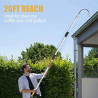 12FT (20ft Reach) Telescopic Gutter Cleaning Tools from The Ground, Rain Gutter Cleaners Tool with Hose Copper Attachment, Long Reach Gutters Cleaner Wand with Extension Pole - Image 2
