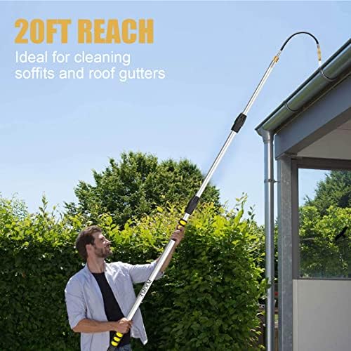 12FT (20ft Reach) Telescopic Gutter Cleaning Tools from The Ground, Rain Gutter Cleaners Tool with Hose Copper Attachment, Long Reach Gutters Cleaner Wand with Extension Pole - Image 2