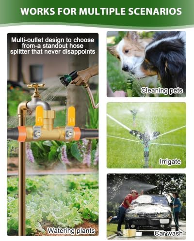 Hose Splitter 2 Way, Heavy Duty Brass Garden Hose Splitter - Image 7