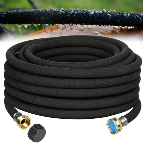 AMRITA Soaker Hose 5/8" 50FT 1 Pack Garden Drip Hoses Aluminum Couplings by AMRITA