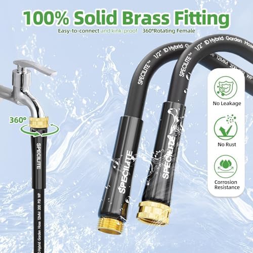 SPECILITE Lightweight Garden Water Hose 200 Ft x 1/2" - Image 6