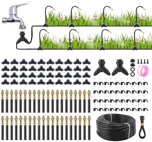 200FT Drip Irrigation Kit, 40 Adjustable Nozzles, 1/4in Hose by XHIKOWAT