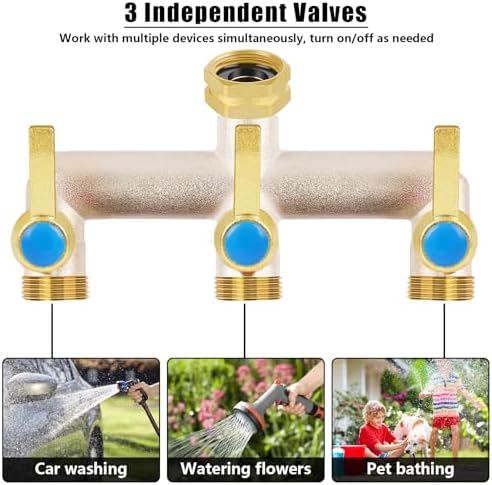 Upgraded Brass Garden Hose Splitter 3 Way Heavy Duty with Extension Handle - Image 6