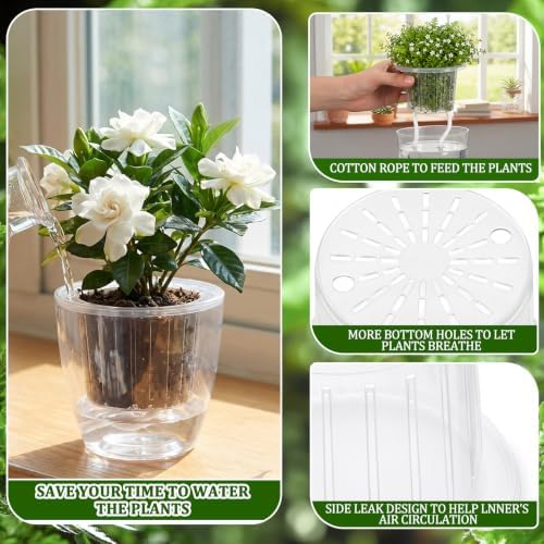 Self Watering Plant Pots, 3.5''/4.3'', Transparent, 36 Pcs - Image 3