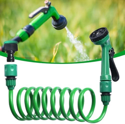Coil Garden Hose Watering Tool with 5 Pattern Sprayer Nozzle - Image 3
