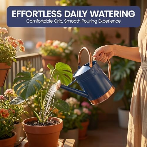 Gardenised 1-Gallon Steel Watering Can with Precision Long Spout for Controlled and Shower Watering Ideal for Indoor & Outdoor Plants Flowers & Houseplants, Blue - Image 5