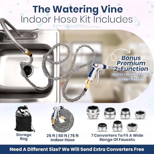 Indoor Sink Hose Attachment For Kitchen Sink or Bathroom Sink Faucet - Extra Long Utility Sink Hose (25 FT) For Watering Houseplants, Dog Washing, Household Cleaning - Image 4