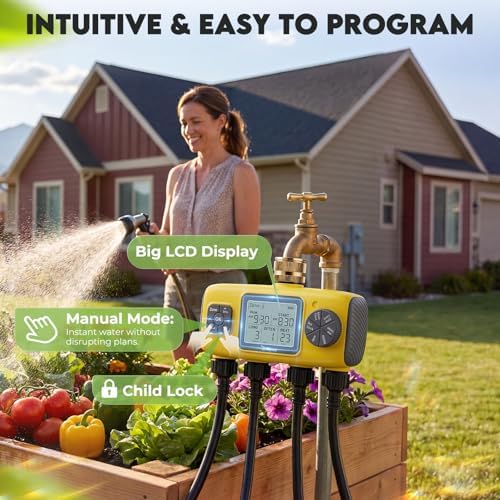 4 Zone Water Timer for Garden Hose, 4 Outlets Sprinkler Timer Kit - Image 4