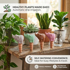 Terracotta Watering Spikes, Self Watering Spikes, 4-Pack Adorable Elephant Terracotta for Indoor Plants, Automatic Plant Waterer, Self Planter Inserts - Image 4