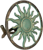 Zeckos Garden Hose Holder Sun 11.5 Inch Cast Iron Verdigris Bronze by Zeckos