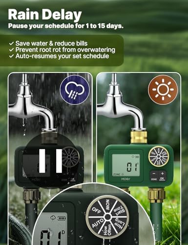 MOES 2 Zone Water Timer, Brass Fittings, Rain Delay, No Wi-Fi Required - Image 4