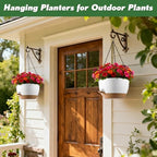 13-inch Oversized Hanging Planter Set of Two,Planters for Indoor and Outdoor Plants.Place Plant pots Across Diverse Settings Including windowsills,Living Room,and Gardens.White-Brown - Image 5