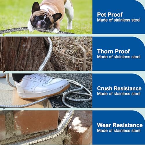 Metal Garden Hose 50 Ft With Hose Nozzle, Flexible Stainless Steel Garden Hose 50 Ft, Heavy Duty Water Hose for Outdoor Garden Watering Washing (50FT) - Image 4