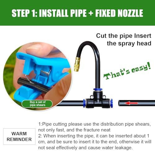 66FT 1/4 Inch 360° Adjustable Drip Irrigation Kit, 20 Copper Atomizing Nozzles Automatic Saving Water DIY Easy Install with Quick Connectors Garden Watering System for Flower Raised Bed Yard - Image 7