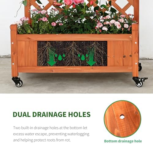 2 Trellis Raised Garden Bed with Wheels, Lattice Privacy Screen - Image 4