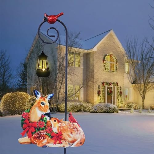 Deer Solar Lantern Garden Stake 29.5in Metal Christmas Yard Light - Image 2