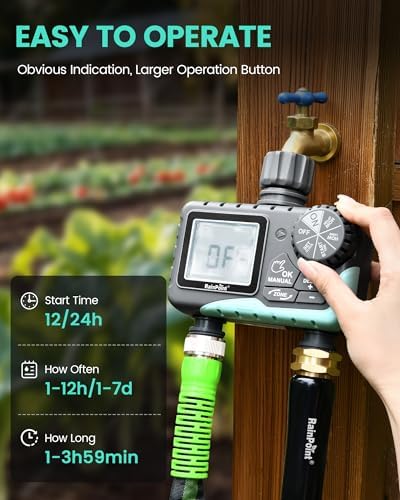RAINPOINT Sprinkler Timer 2 Outlet, Water Timer for Garden Hose, Programmable Drip Irrigation for Yard Outdoor Watering, Rain Delay/Manual/Automatic System Controller 2.5" LCD, V2 - Image 6