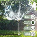 Funnymoom 2 Pack 3-arm Rotating Telescoping Sprinkler 360 Degree Swivel Garden Sprinkler High Rise Lawn with Step Base up to 41.7 Inch for Large Area Coverage (Silver) - Image 7