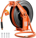 VEVOR Retractable Air Hose Reel, 1/2 Inch x 50 FT Rubber Air Hose Max 300PSI, Auto Rewind Air-Compressor Hoses Reel with 5 ft Lead in, Ceiling/Wall Mount Heavy Duty Steel Double Arm by VEVOR