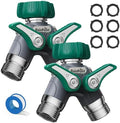 RAINPOINT Garden Hose Splitter 2 Way Heavy Duty, 3/4'' Connector Water Hose Bib Y Spigot Splitter with Shut-Off Valve, 100% Metal Body Outdoor Water Faucet Adapter Fittings (2 Pack) by RainPoint