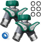 RAINPOINT Garden Hose Splitter 2 Way Heavy Duty, 3/4'' Connector Water Hose Bib Y Spigot Splitter with Shut-Off Valve, 100% Metal Body Outdoor Water Faucet Adapter Fittings (2 Pack) by RainPoint